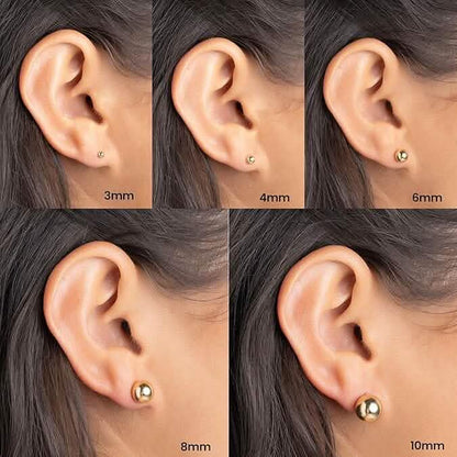 14k Gold Ball Stud Earrings, High Polish Finish Ball Studs DailySale