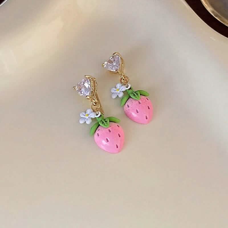14K-Gold Cute Strawberry Hanging Earring DailySale