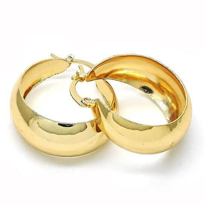 14k Gold Filled High Polish Finsh Unique Medium Hoop, Golden Tone DailySale