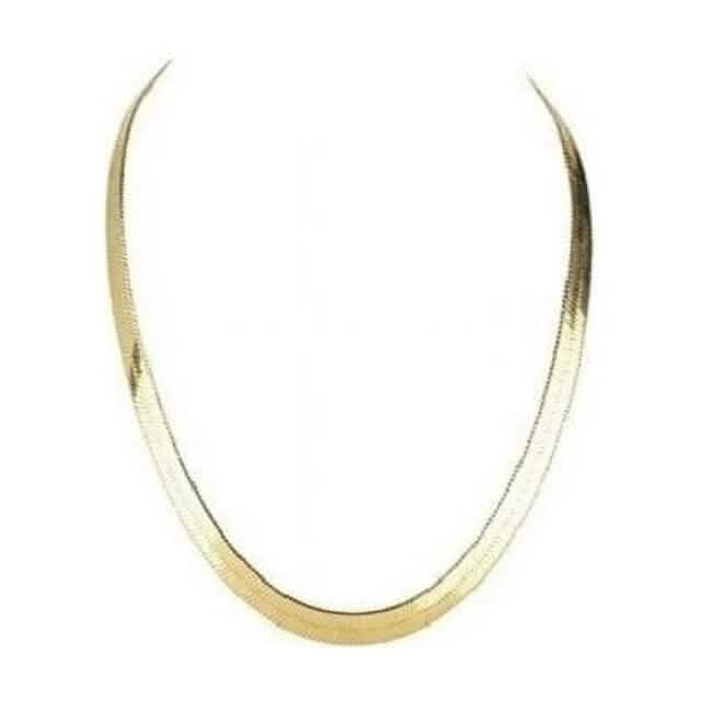 14K Gold High Polish Finish Flat Herringbone Chain Necklace DailySale