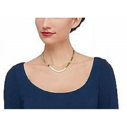 14K Gold High Polish Finish Flat Herringbone Chain Necklace DailySale