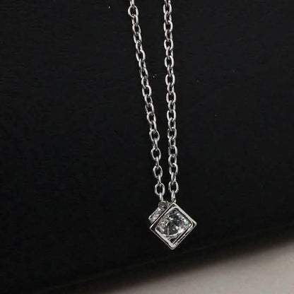 14K Gold Love Cube Three-Dimensional Diamond Shape Necklace Cz Pendant DailySale