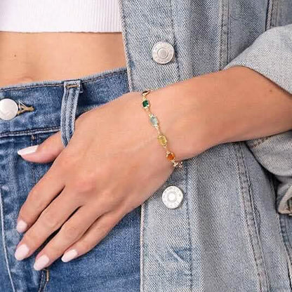 14K Gold Multicolor Crystal Bracelet DailySale