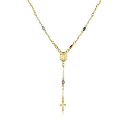 14K Gold Multicolor Virgin Mary Necklace DailySale
