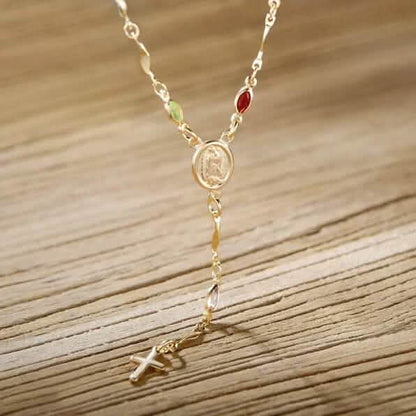 14K Gold Multicolor Virgin Mary Necklace DailySale