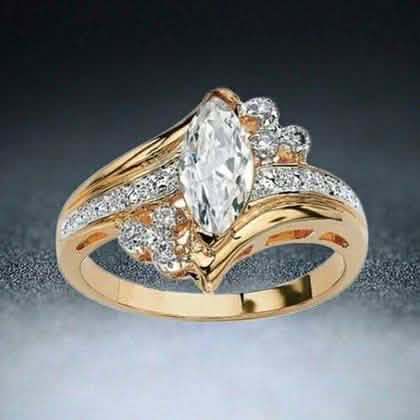 14k Gold Overlay Marquise-Cut Cubic Zirconia Solitaire Ring DailySale
