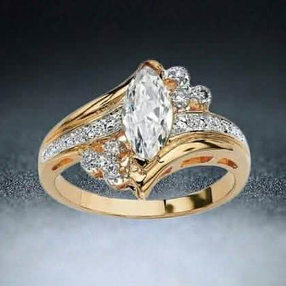 14k Gold Overlay Marquise-Cut Cubic Zirconia Solitaire Ring DailySale