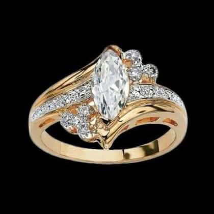 14k Gold Overlay Marquise-Cut Cubic Zirconia Solitaire Ring DailySale
