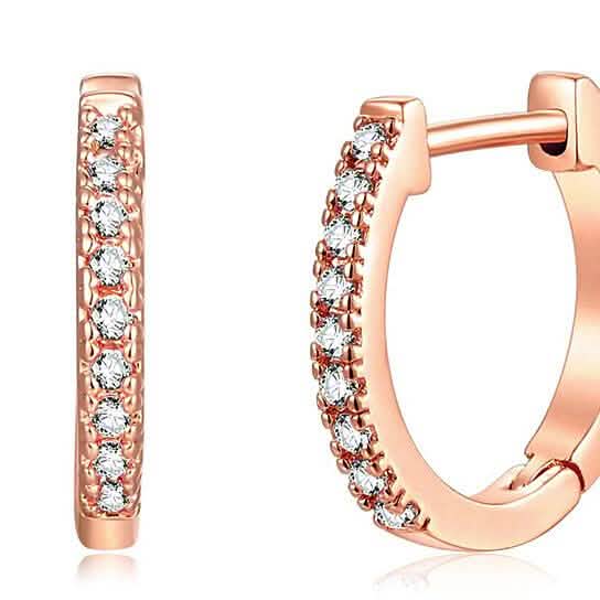 14K Gold Plated Cubic Zirconia Cuff Huggie Earrings DailySale