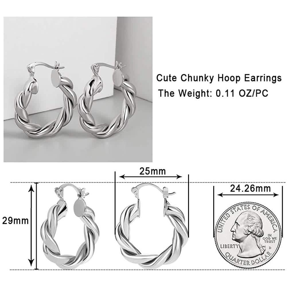 14K Gold Plated Twisted Gold Chunky Hoop Earrings DailySale