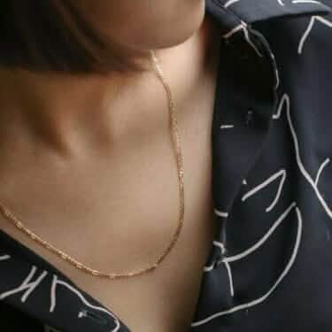 14K Solid Gold Figaro Chain Necklace 3mm DailySale