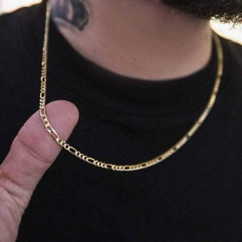 14K Solid Gold Figaro Chain Necklace 3mm DailySale