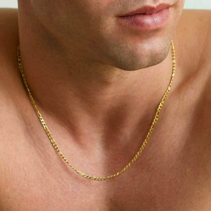 14K Solid Gold Figaro Chain Necklace 3mm DailySale