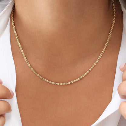 14k Solid Gold Rope Chain 2.5mm DailySale
