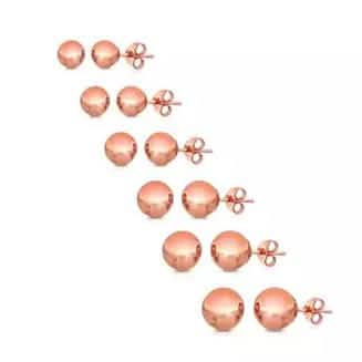 14K Solid Rose Gold Ball Stud Earrings DailySale