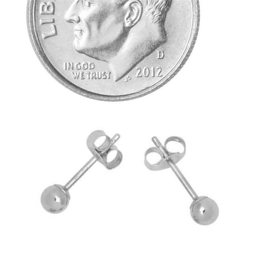 14K Solid White Gold Ball Stud Earrings DailySale