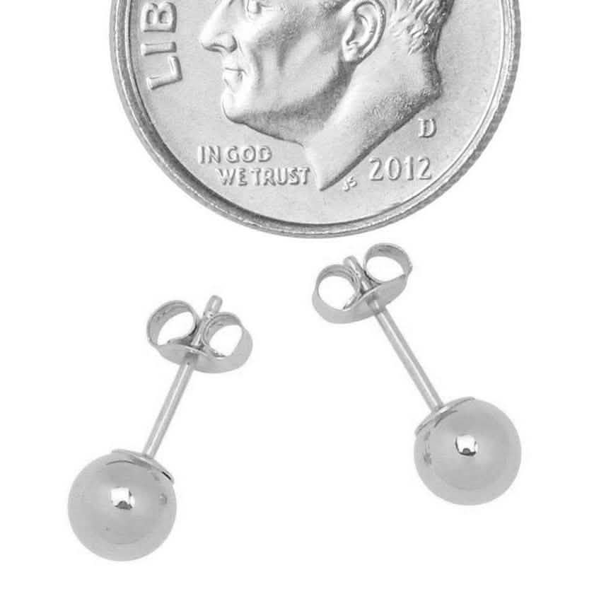 14K Solid White Gold Ball Stud Earrings DailySale