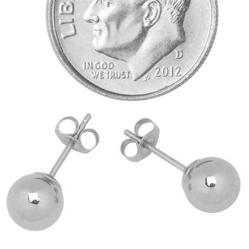 14K Solid White Gold Ball Stud Earrings DailySale