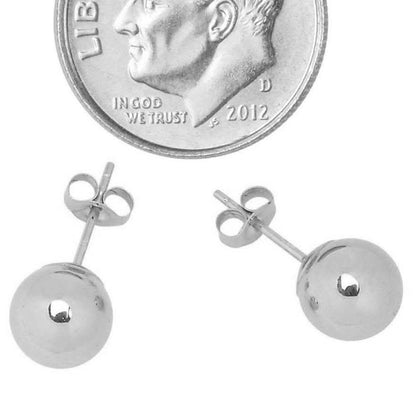 14K Solid White Gold Ball Stud Earrings DailySale