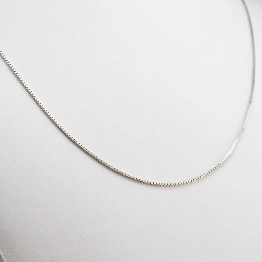14K Solid White Gold Box Necklace Real Gold Chain DailySale