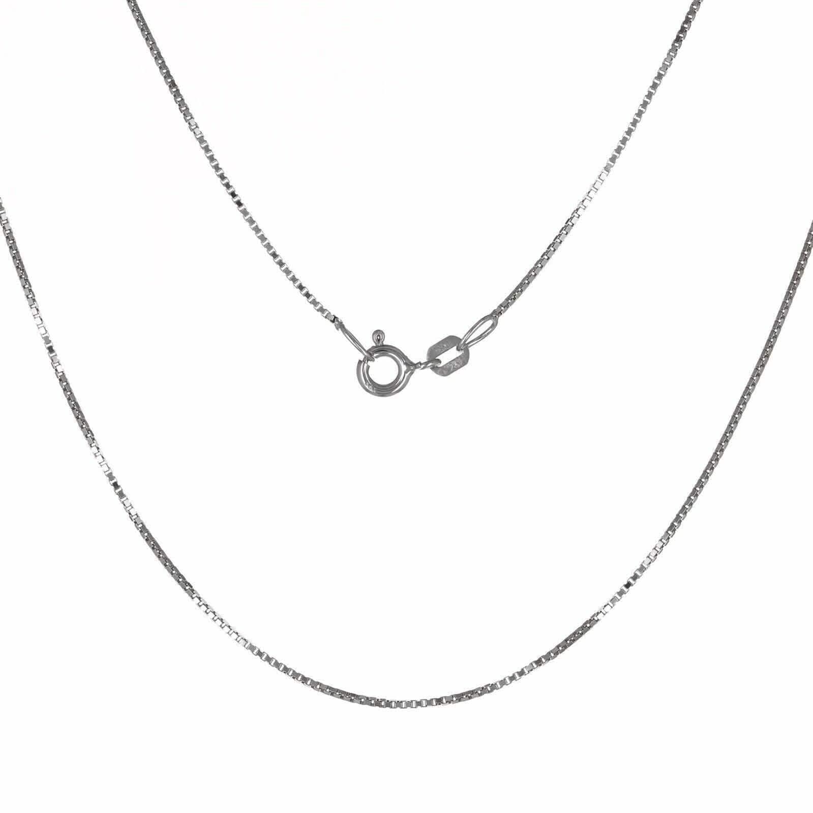 14K Solid White Gold Box Necklace Real Gold Chain DailySale