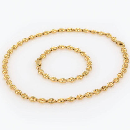 14K Solid Yellow Gold 3mm Puff Mariner Link Necklace Bracelet with Lobster Clasp DailySale