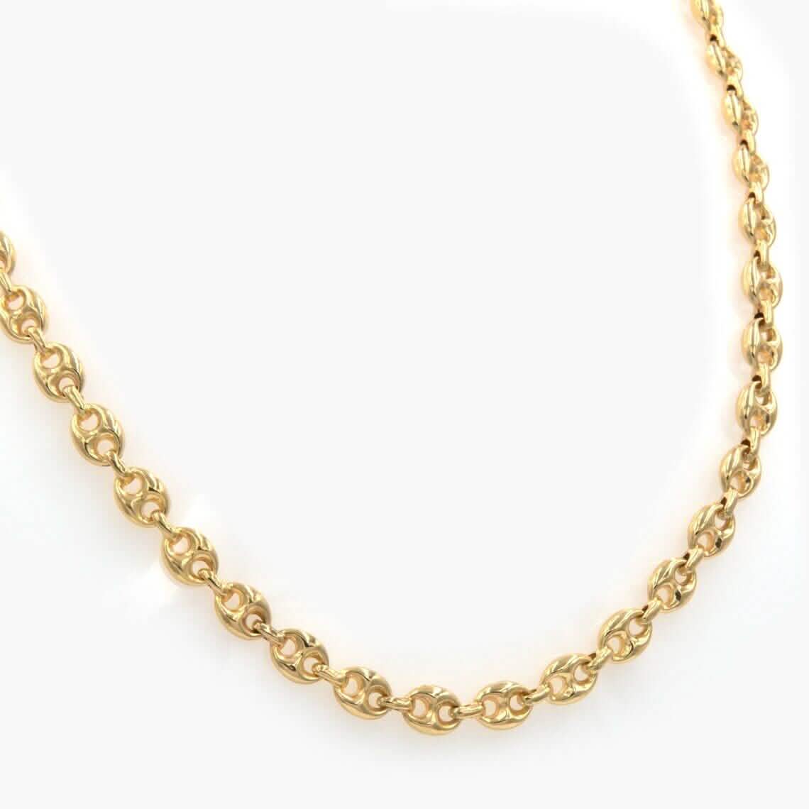 14K Solid Yellow Gold 3mm Puff Mariner Link Necklace Bracelet with Lobster Clasp DailySale