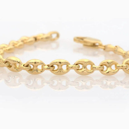 14K Solid Yellow Gold 3mm Puff Mariner Link Necklace Bracelet with Lobster Clasp DailySale