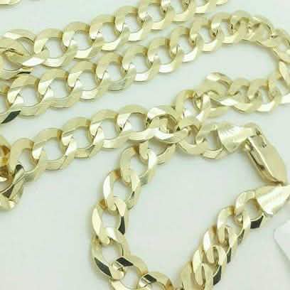 14K Solid Yellow Gold 4mm Curb Cuban Chain Link Pendant Necklace DailySale