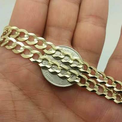 14K Solid Yellow Gold 4mm Curb Cuban Chain Link Pendant Necklace DailySale