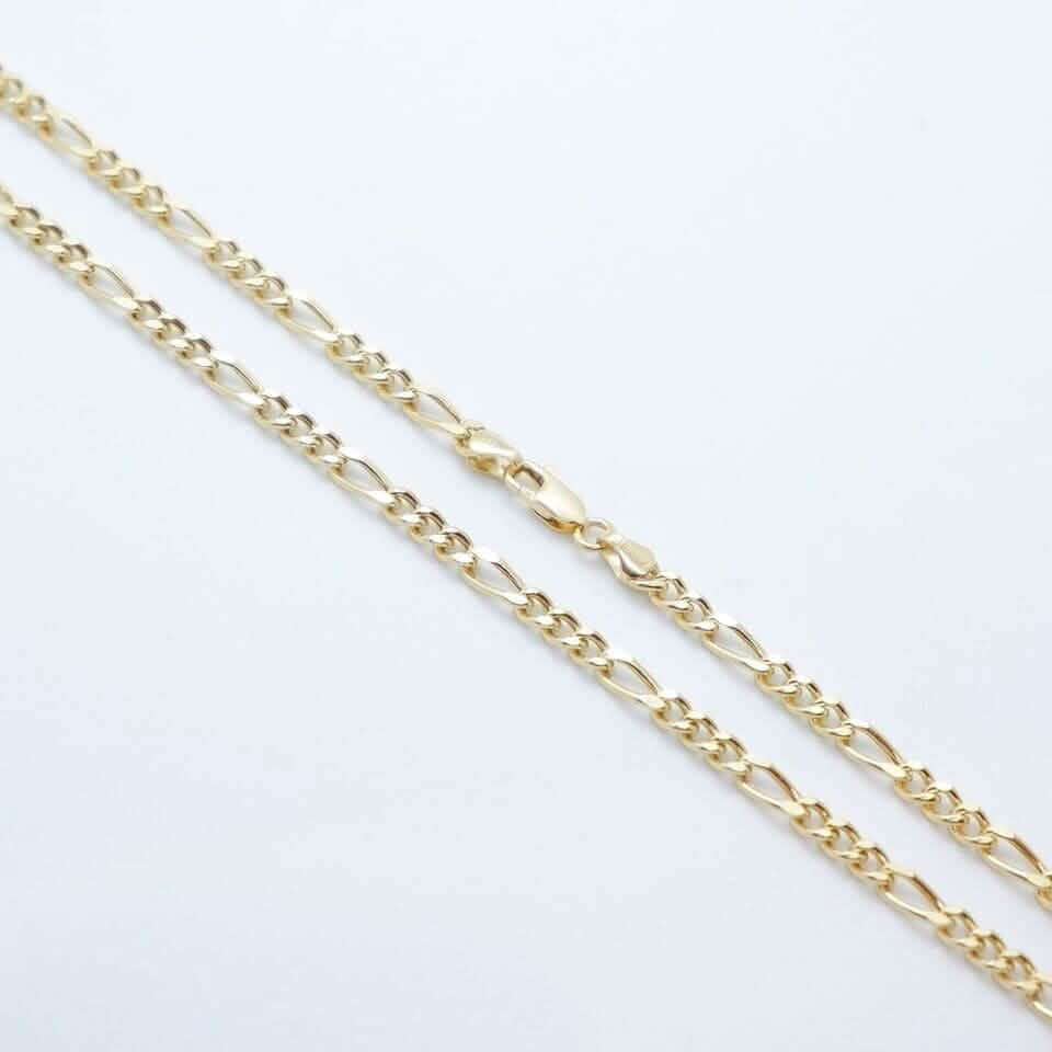 14K Solid Yellow Gold 4mm Figaro Link Chain Necklace DailySale