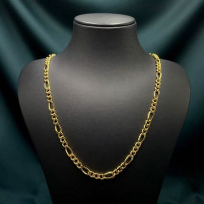 14K Solid Yellow Gold 4mm Figaro Link Chain Necklace DailySale