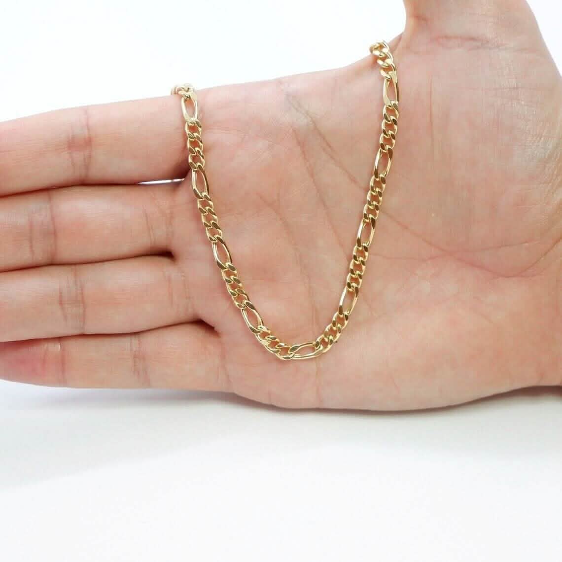 14K Solid Yellow Gold 4mm Figaro Link Chain Necklace DailySale