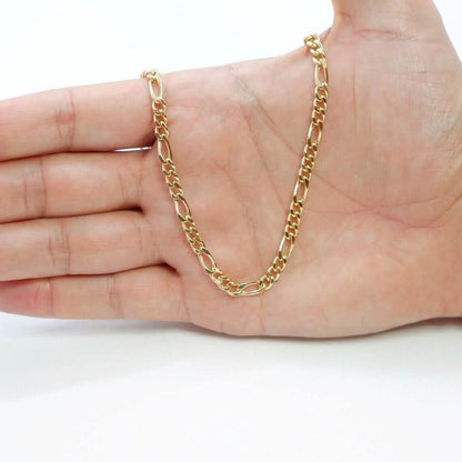 14K Solid Yellow Gold 4mm Figaro Link Chain Necklace DailySale