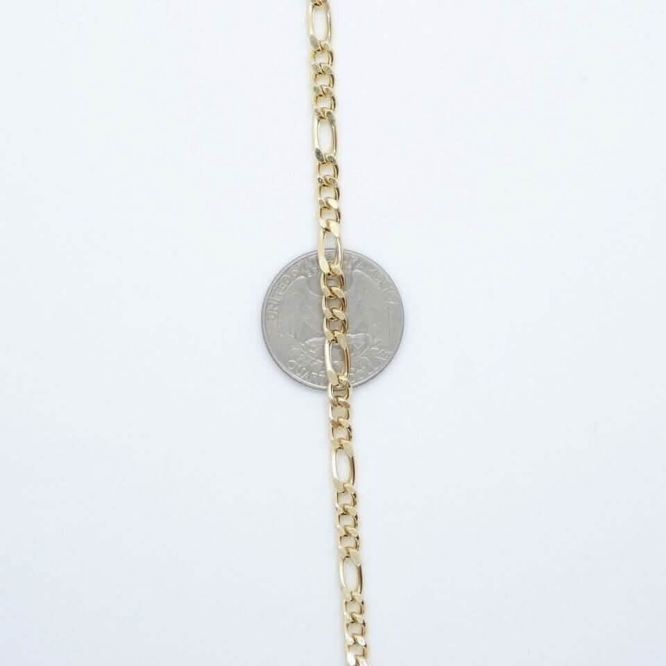 14K Solid Yellow Gold 4mm Figaro Link Chain Necklace DailySale