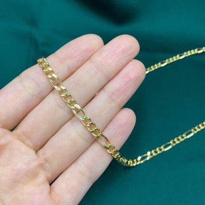 14K Solid Yellow Gold 4mm Figaro Link Chain Necklace DailySale