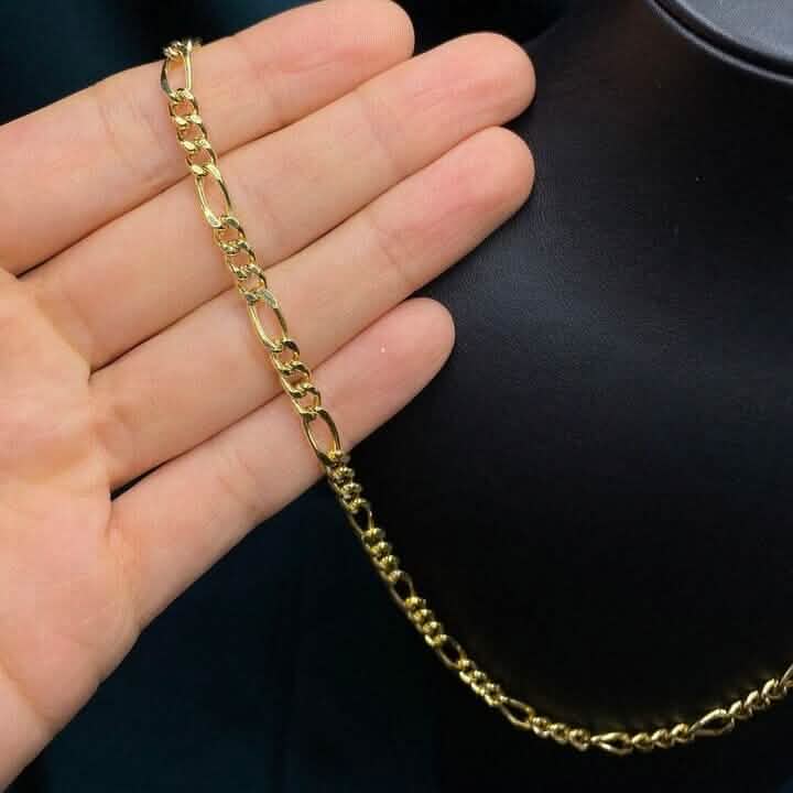 14K Solid Yellow Gold 4mm Figaro Link Chain Necklace DailySale