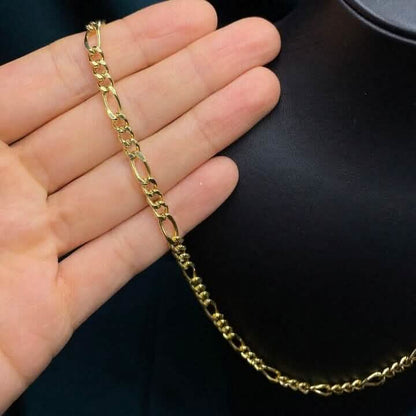 14K Solid Yellow Gold 4mm Figaro Link Chain Necklace DailySale