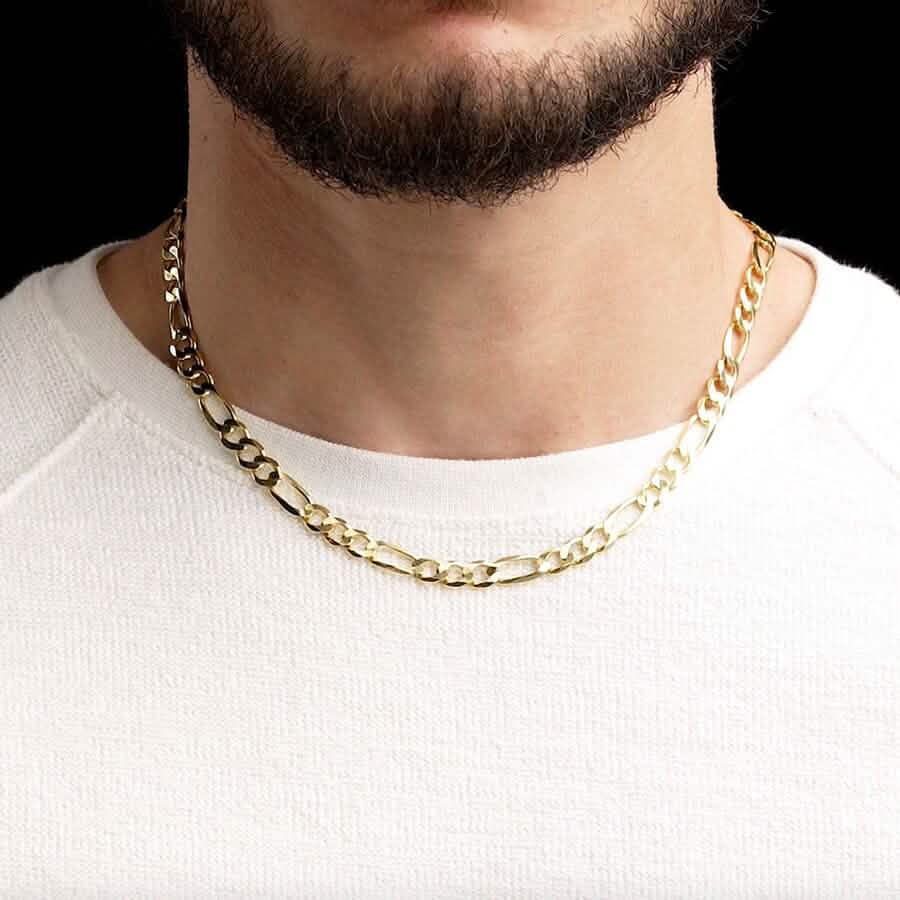 14K Solid Yellow Gold 5mm Figaro Link Chain Necklace DailySale