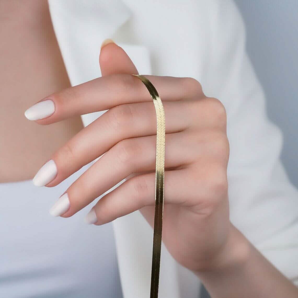 14K Solid Yellow Gold 8" 4.00MM Herringbone Bracelet DailySale