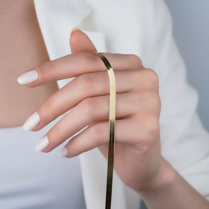 14K Solid Yellow Gold 8" 4.00MM Herringbone Bracelet DailySale