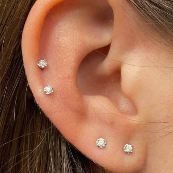14k Solid Yellow Gold CZ Basket Setting Round Stud Post Earrings Unisex (Butterfly Push Back) DailySale