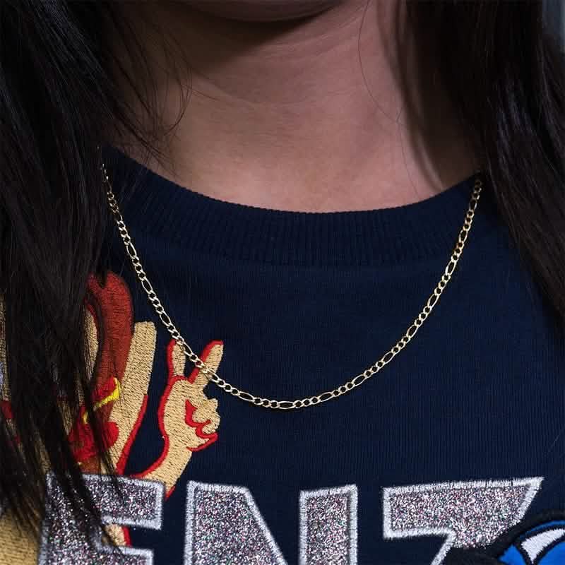 14K Solid Yellow Gold Figaro Chain Necklace DailySale