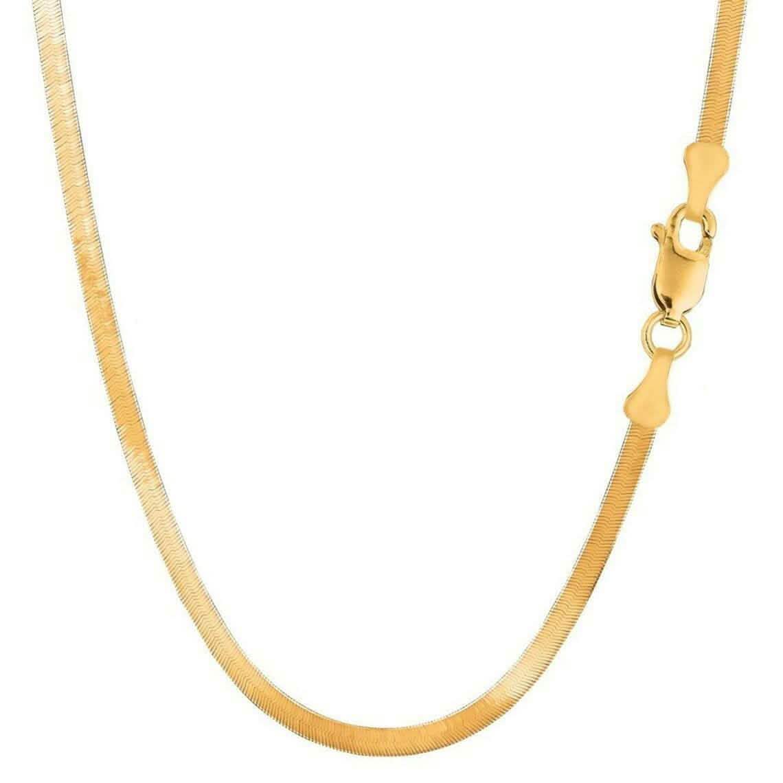 14k Solid Yellow Gold High Polish Herringbone Necklace Chain 3mm DailySale