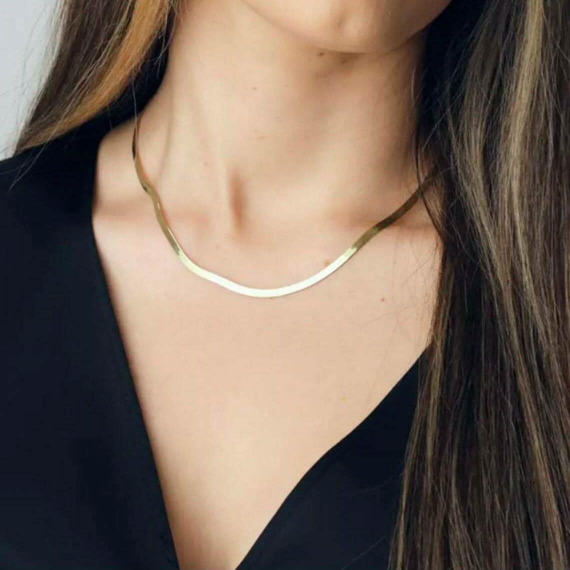14k Solid Yellow Gold High Polish Herringbone Necklace Chain 3mm DailySale