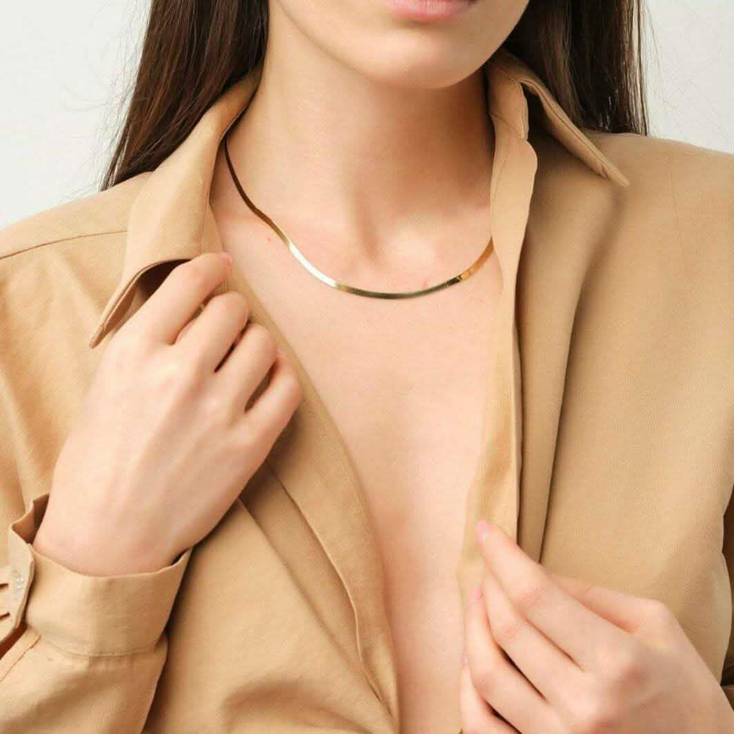 14k Solid Yellow Gold High Polish Herringbone Necklace Chain 3mm DailySale