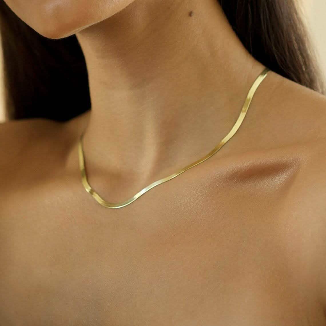 14k Solid Yellow Gold High Polish Herringbone Necklace Chain 3mm DailySale