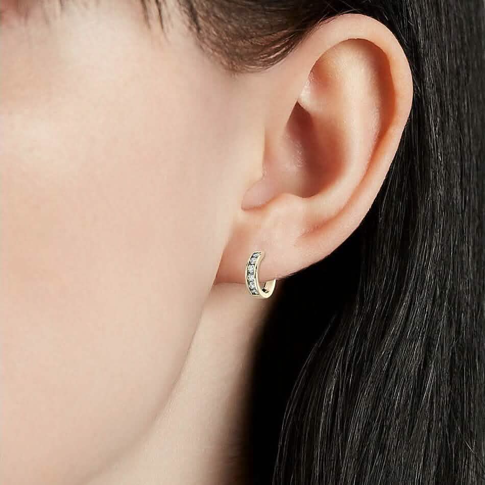 14K Solid Yellow Gold Round Huggies Hoops Earrings 11mm DailySale