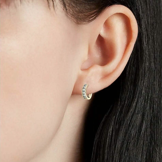 14K Solid Yellow Gold Round Huggies Hoops Earrings 11mm DailySale