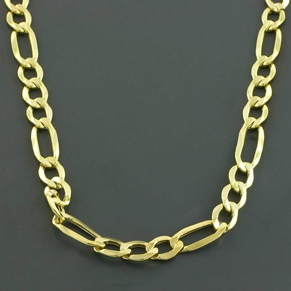 14K Solid Yellow Gold Thick Figaro Chain Necklace DailySale